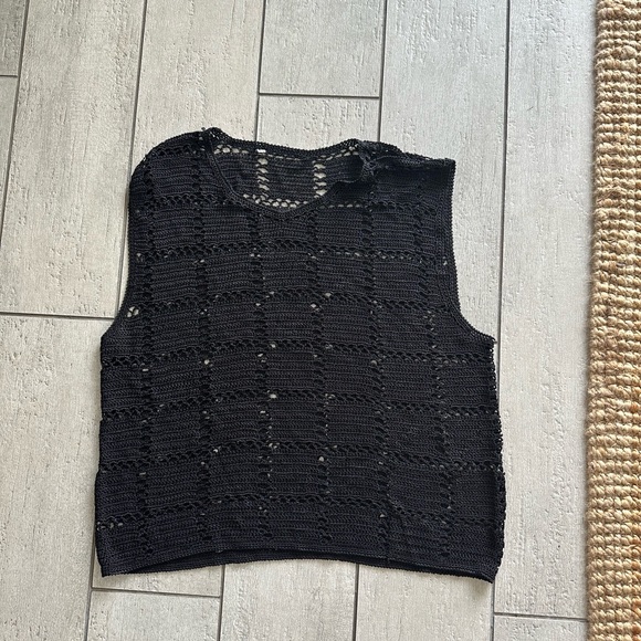 Black crocheted sweater. Perfection. Fits size M. Non branded. - Picture 1 of 6